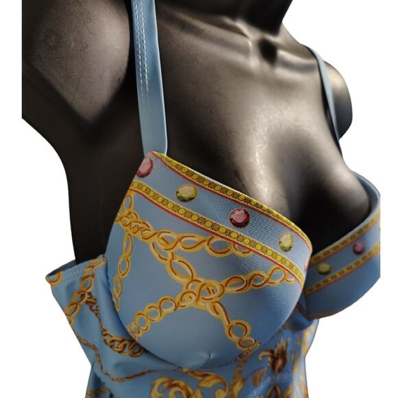 VCay Chain Swimsuit Lt. Blue Womens Size XL - Picture 4 of 5